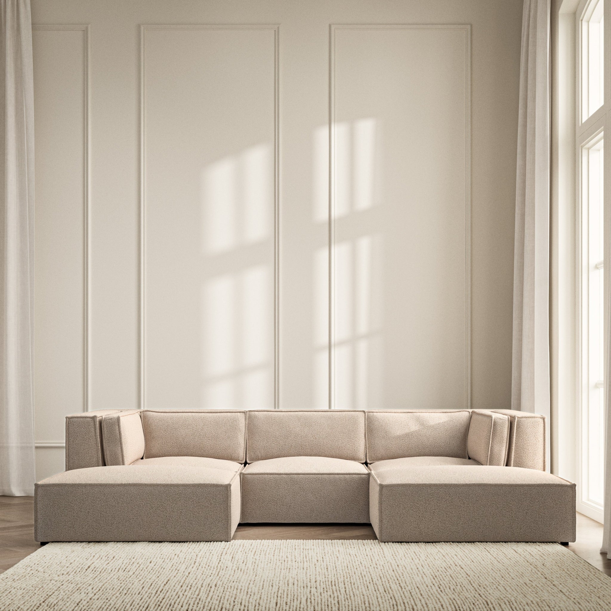 Vella U-Shape Footstool End - Bouclé