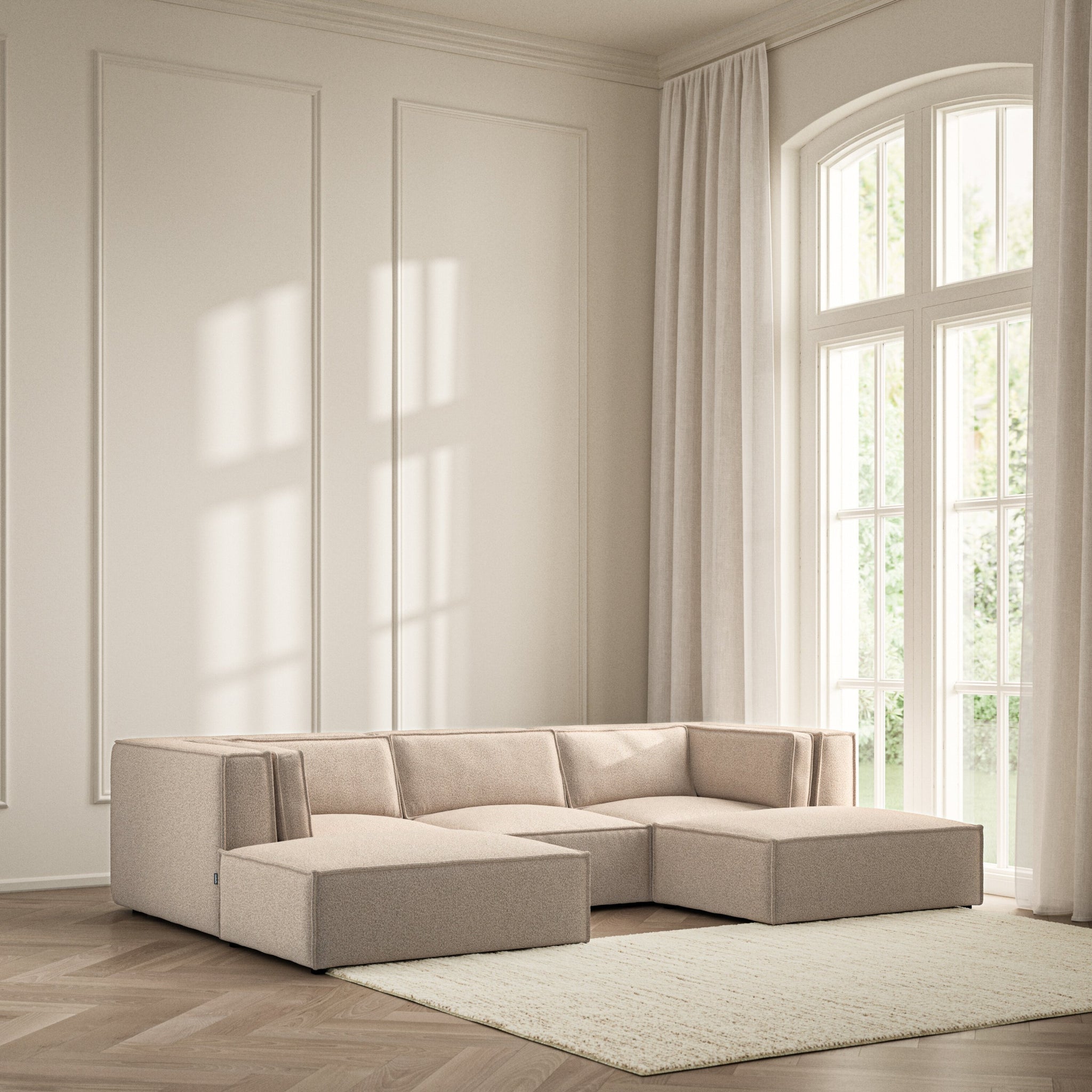 Vella U-Shape Footstool End - Bouclé