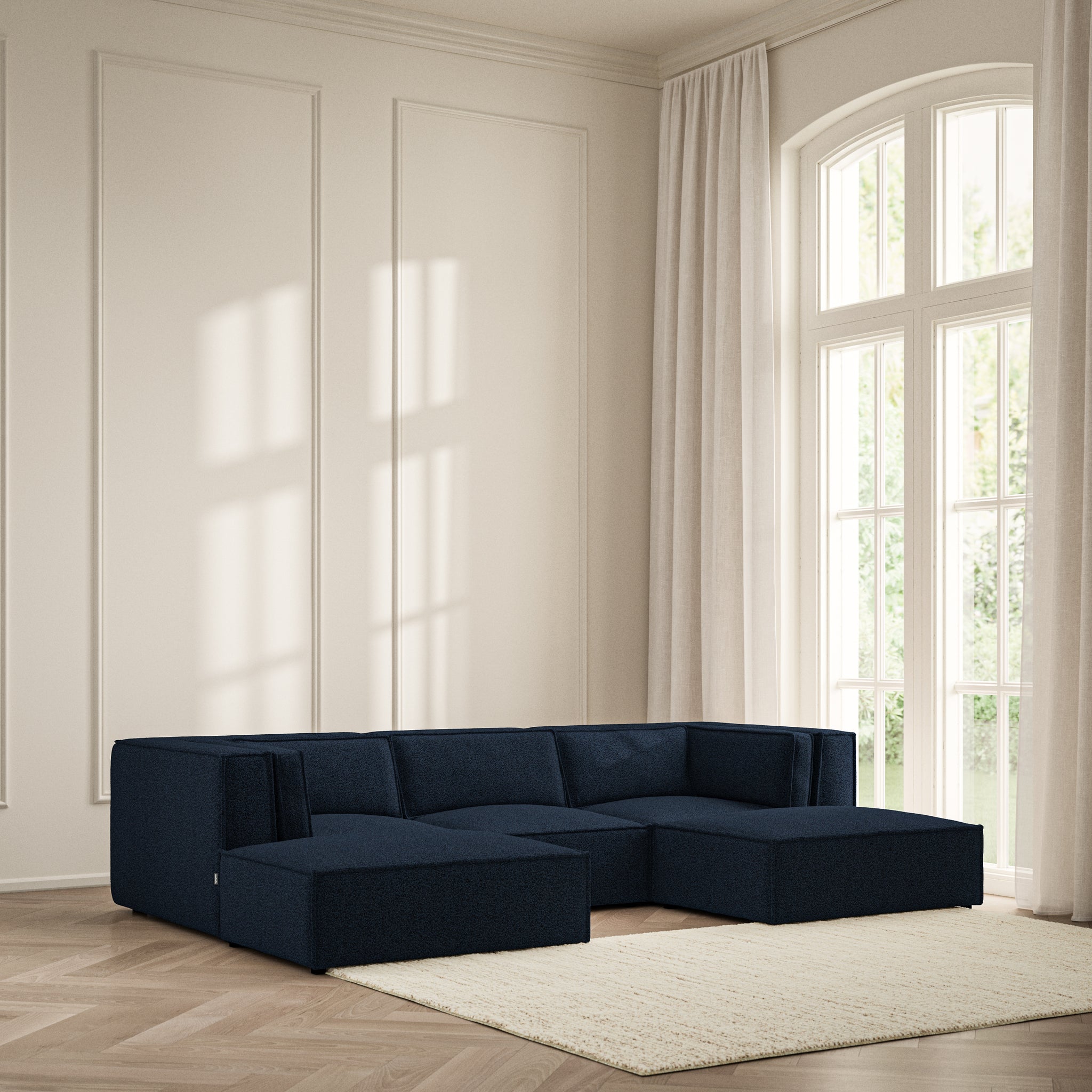 Vella U-Shape Footstool End - Bouclé