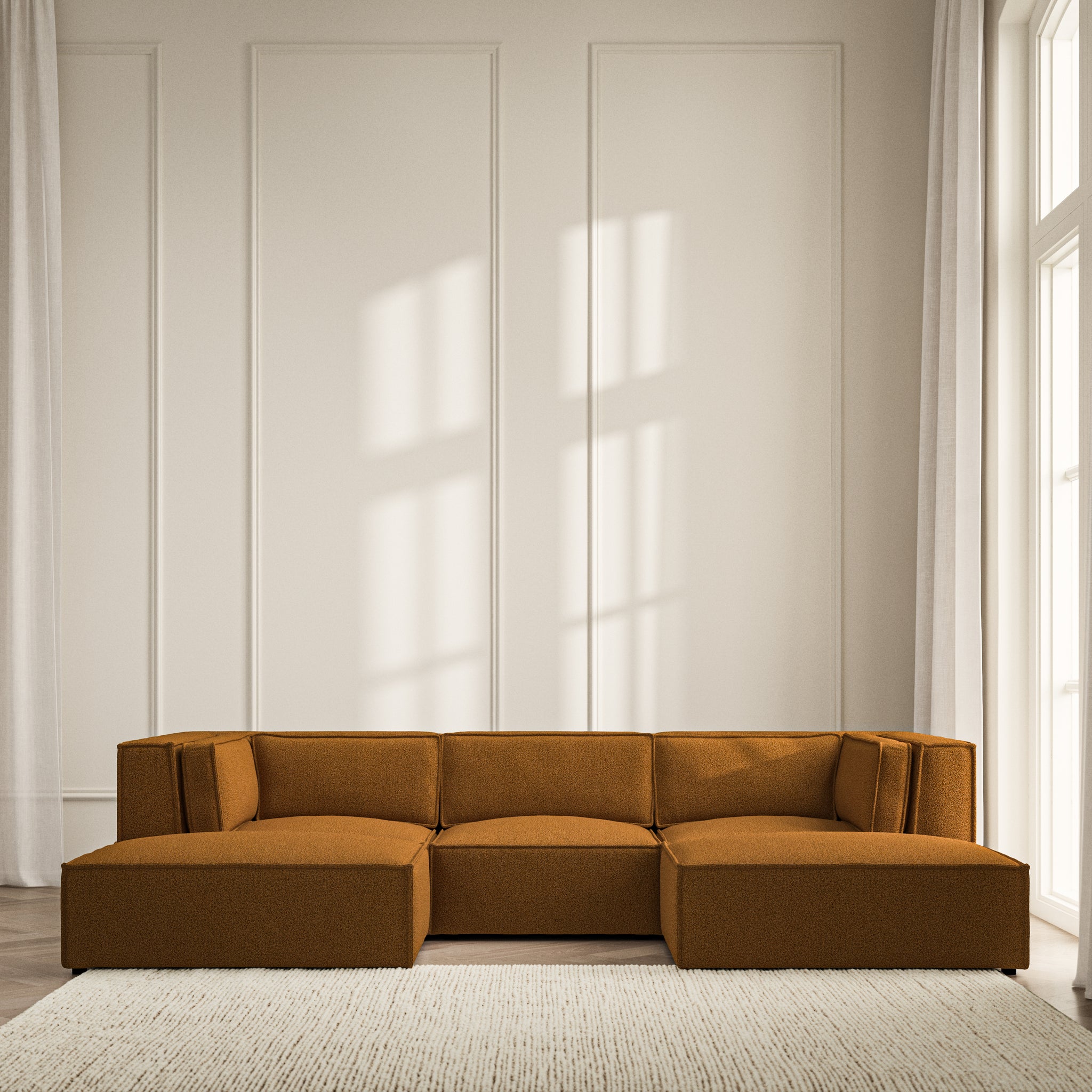 Vella U-Shape Footstool End - Bouclé