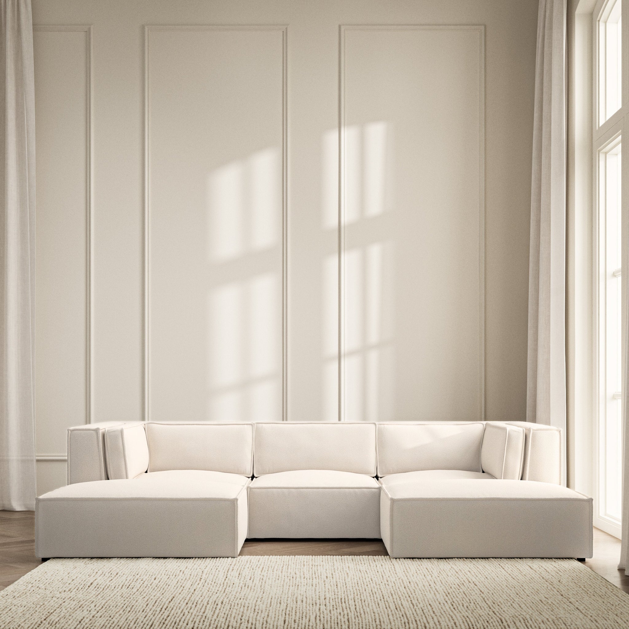 Vella U-Shape Footstool End - Bouclé