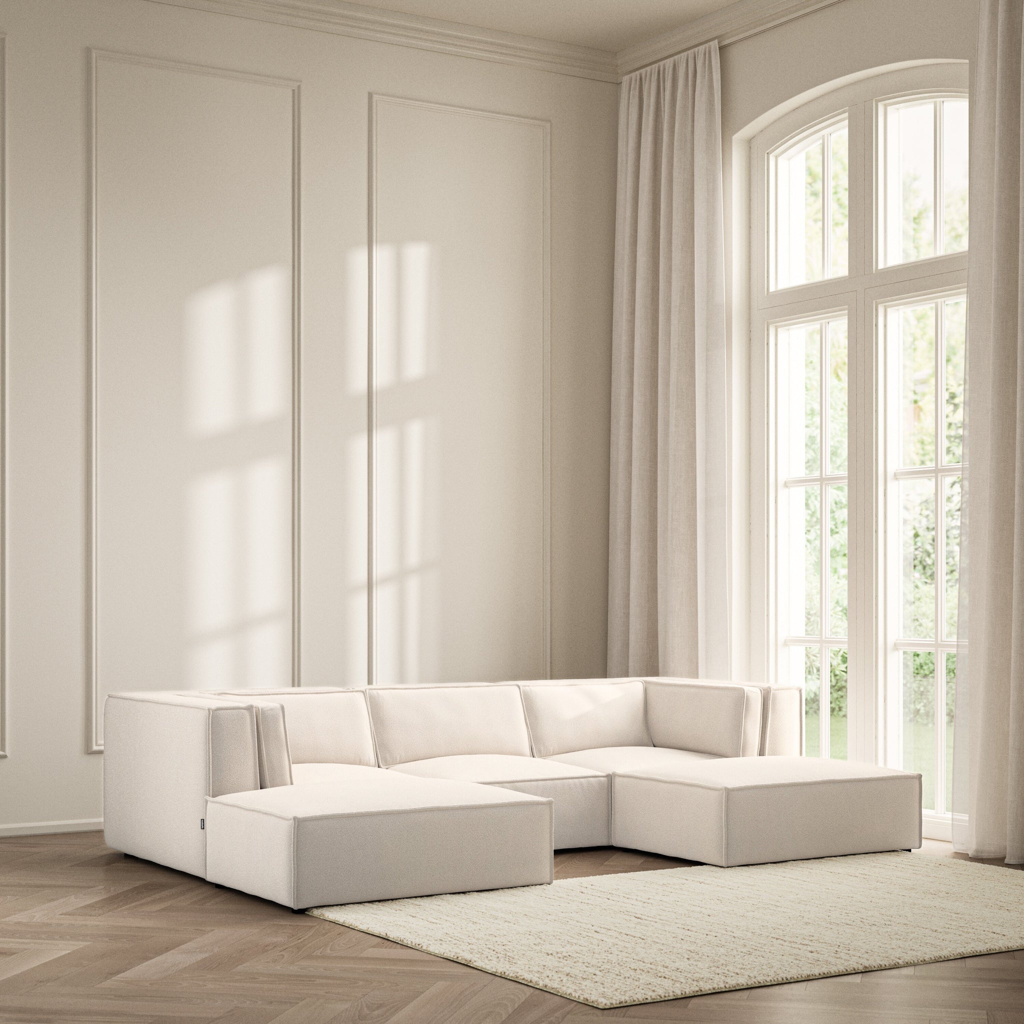 Vella U-Shape Footstool End - Bouclé