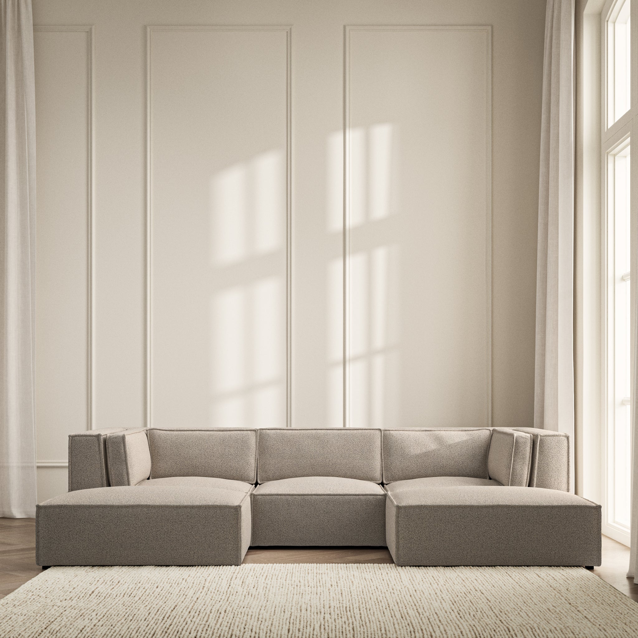 Vella U-Shape Footstool End - Bouclé