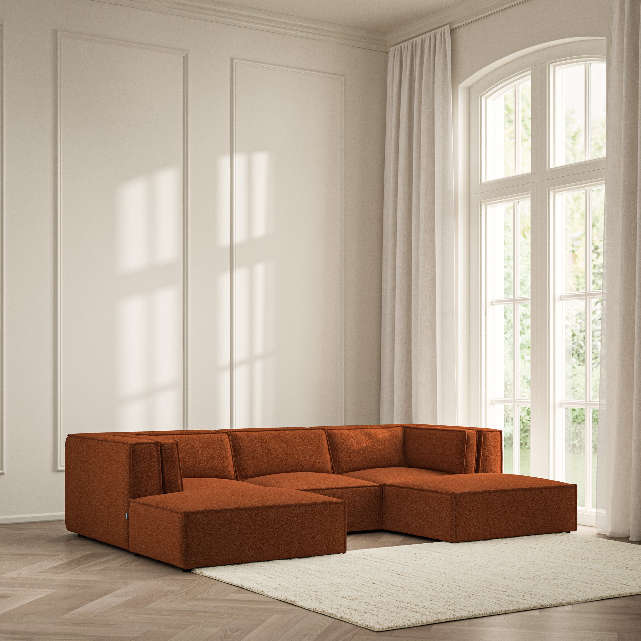 Vella U-Shape Footstool End - Bouclé