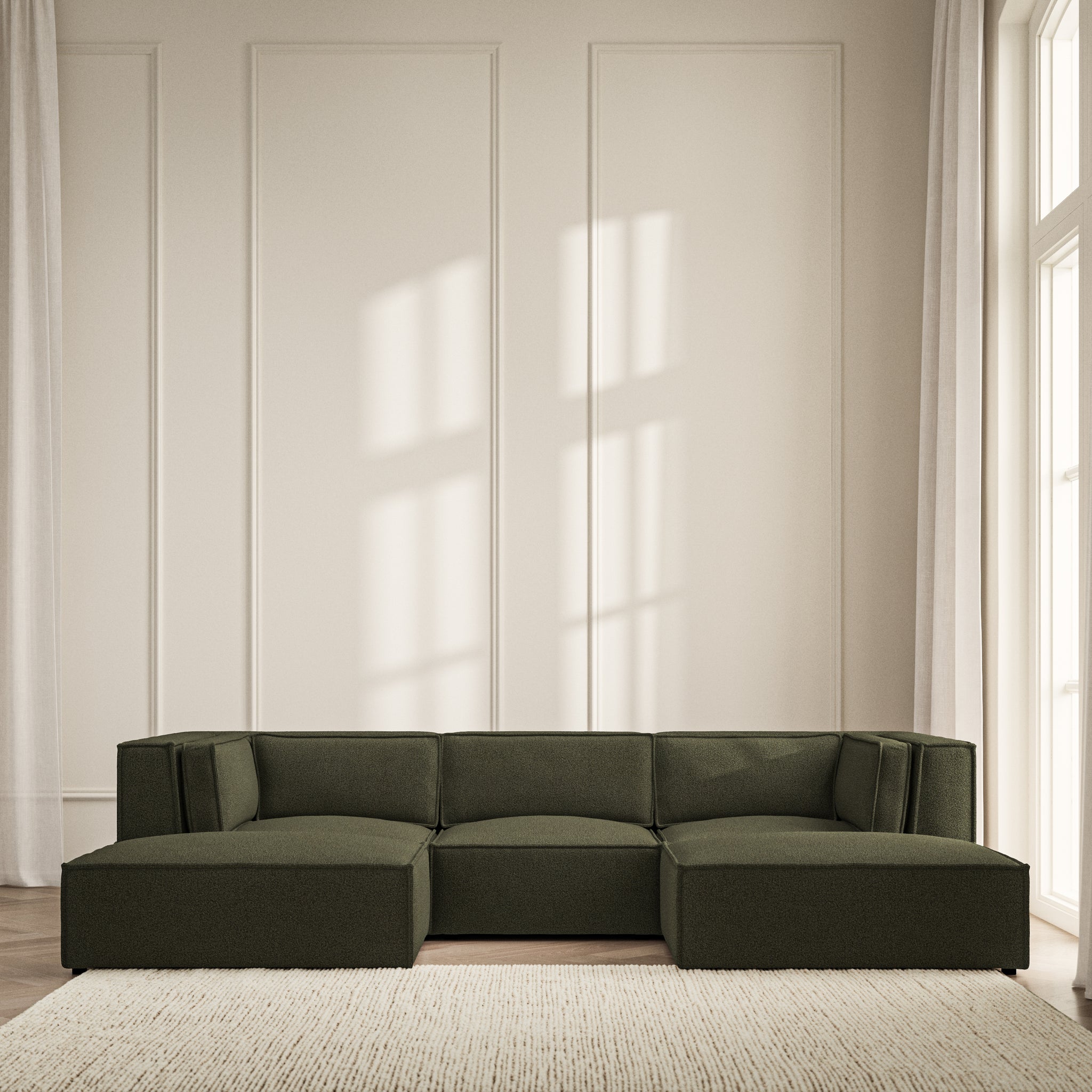 Vella U-Shape Footstool End - Bouclé