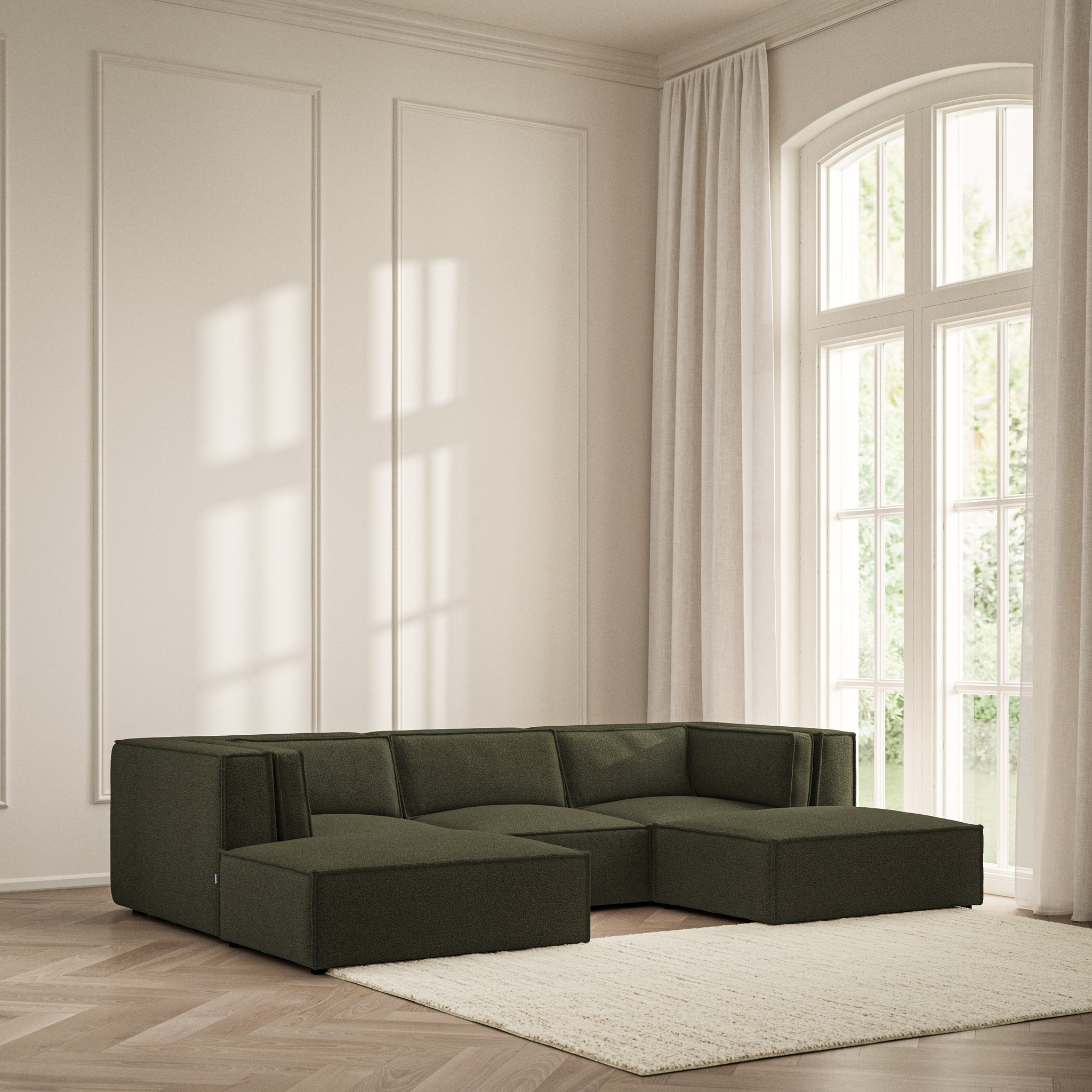 Vella U-Shape Footstool End - Bouclé