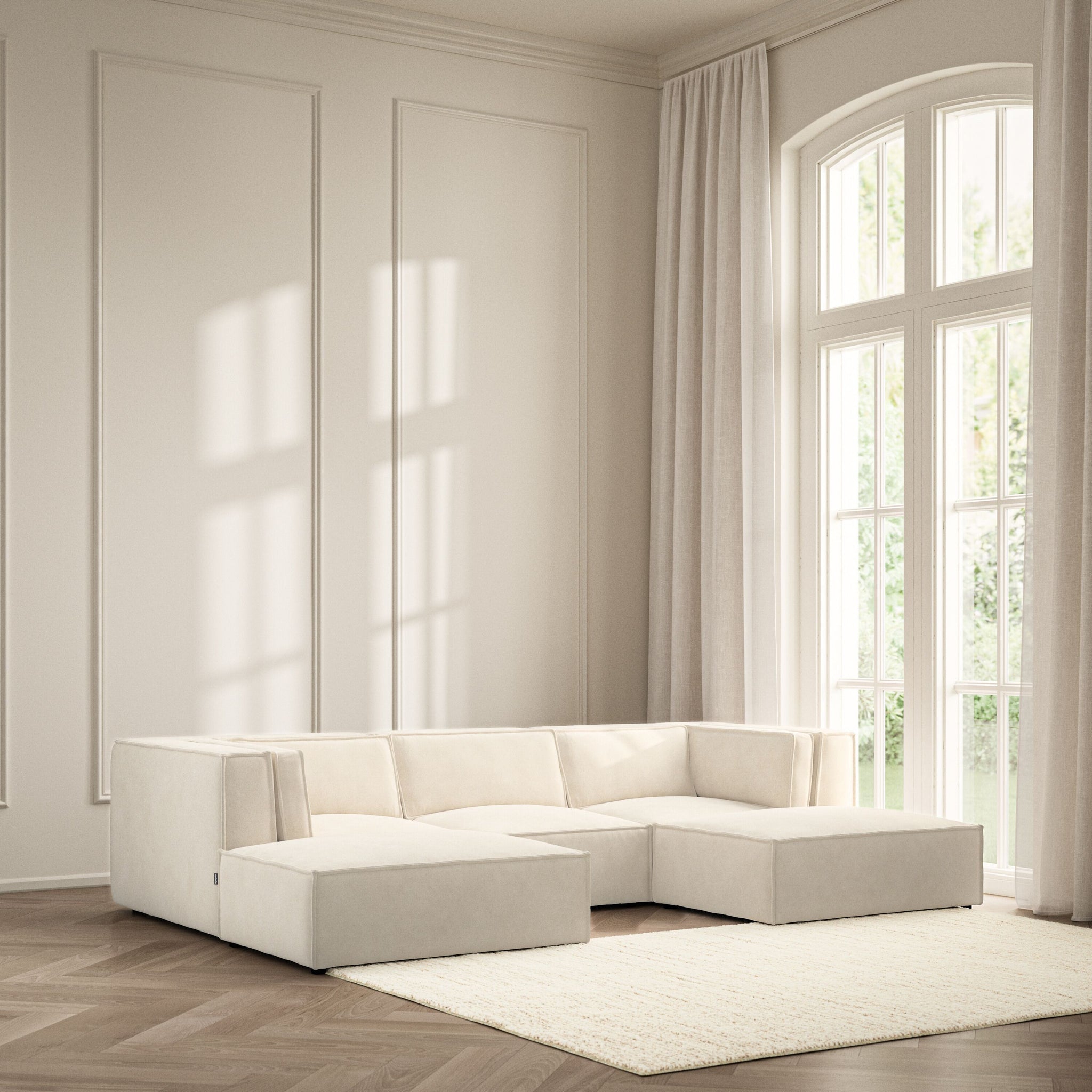 Vella U-Shape Footstool End - Soft Bouclé