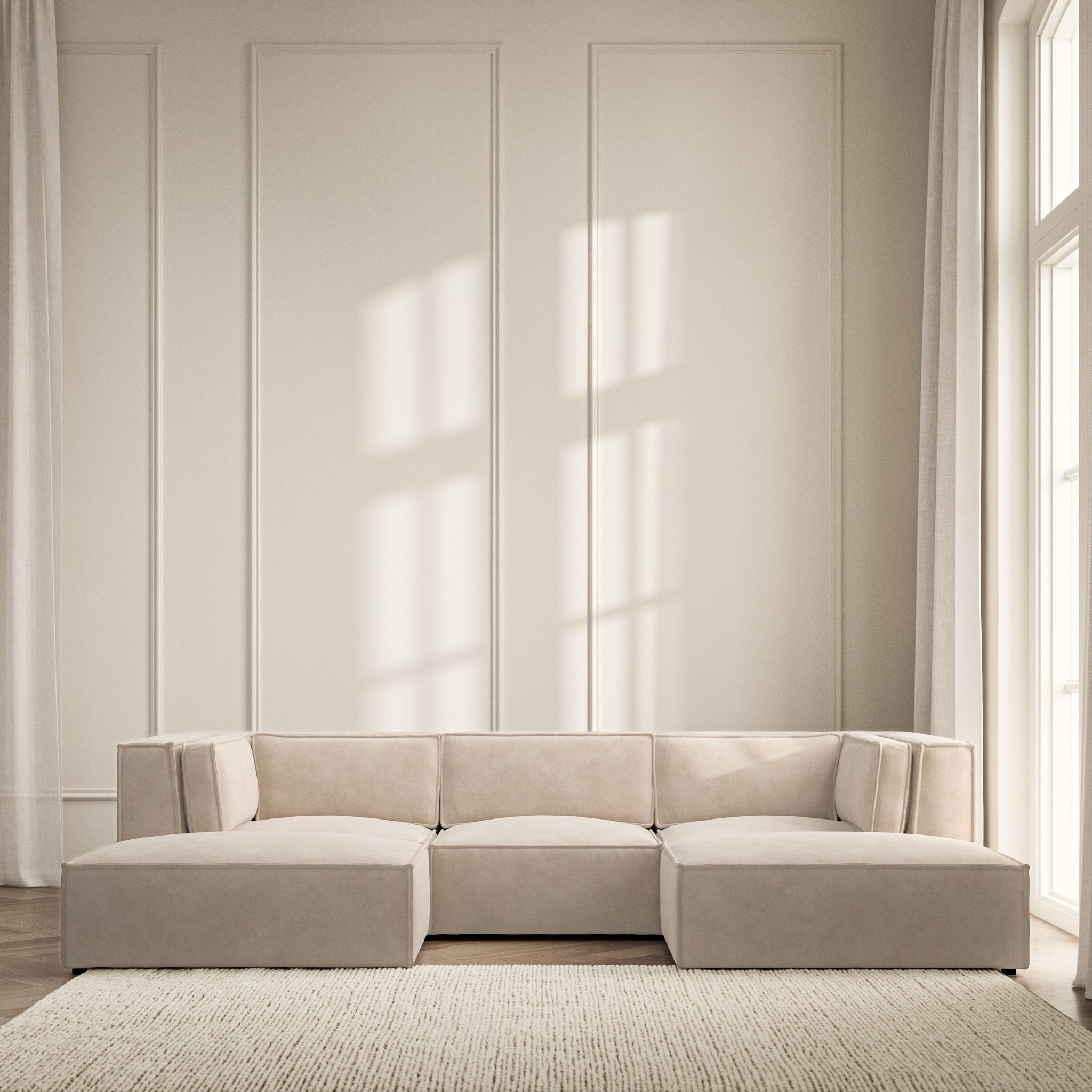 Vella U-Shape Footstool End - Soft Bouclé