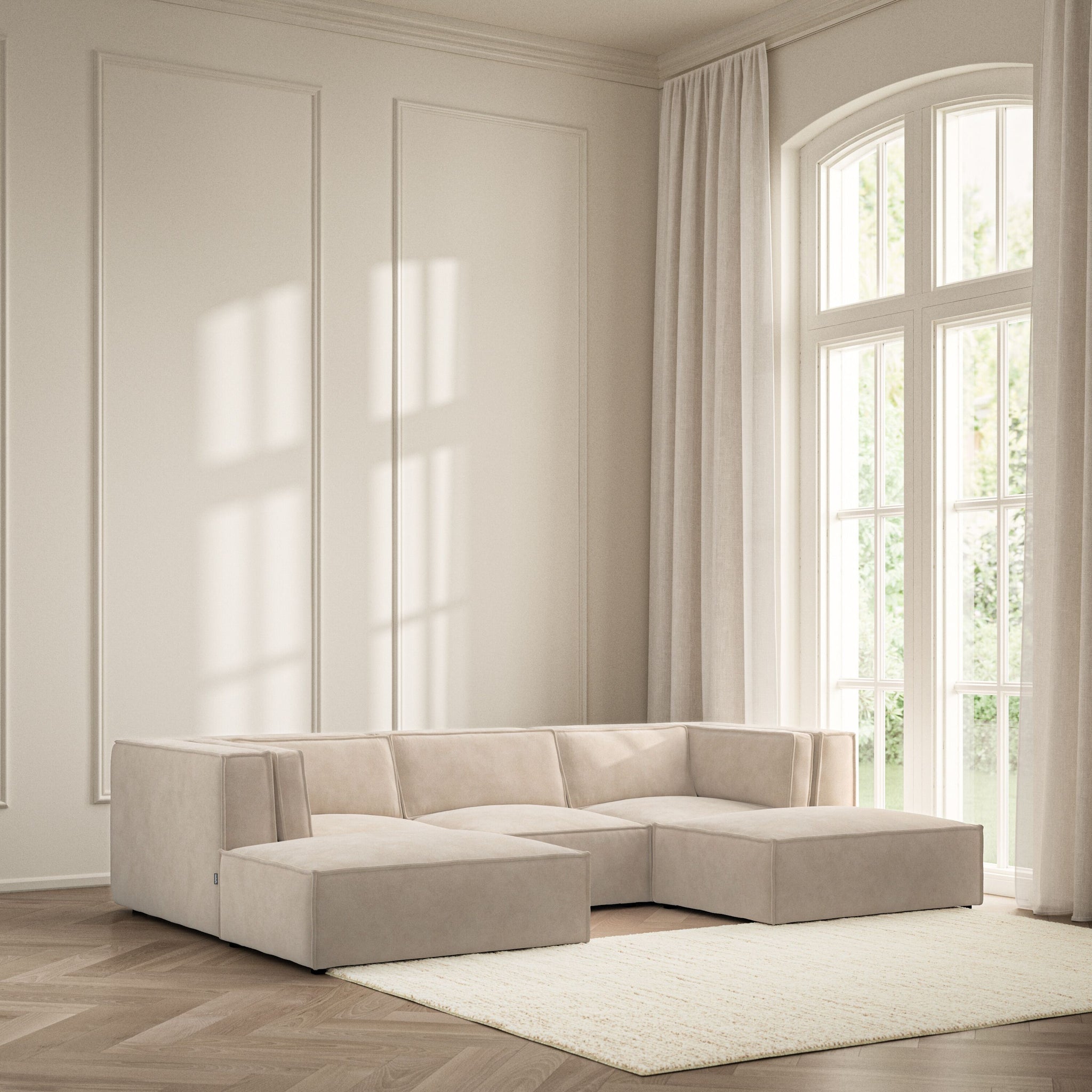 Vella U-Shape Footstool End - Soft Bouclé