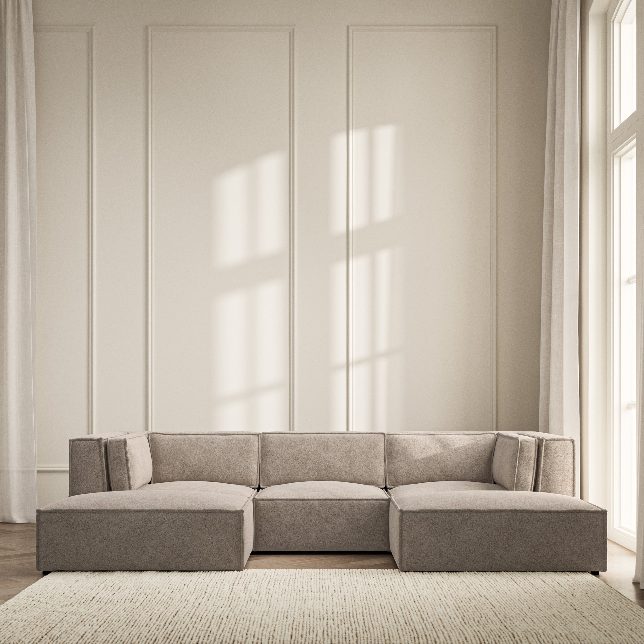 Vella U-Shape Footstool End - Soft Bouclé
