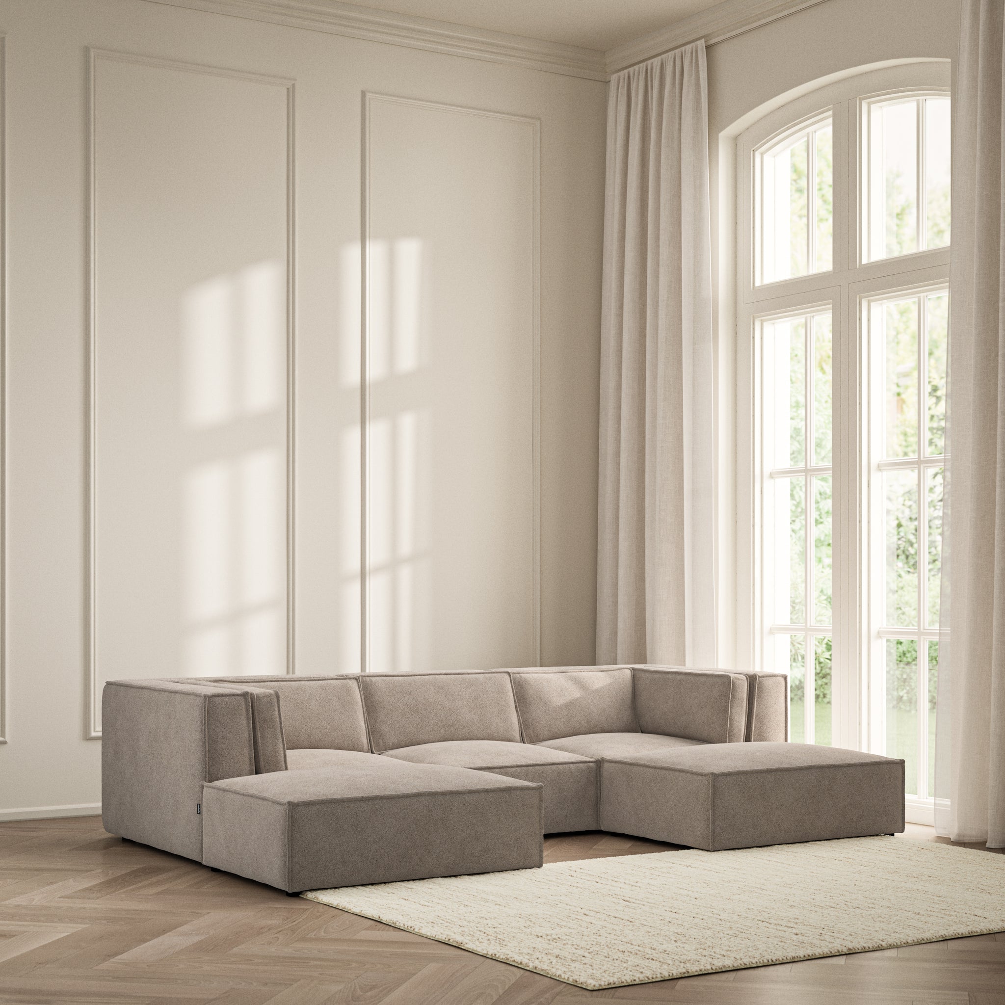 Vella U-Shape Footstool End - Soft Bouclé
