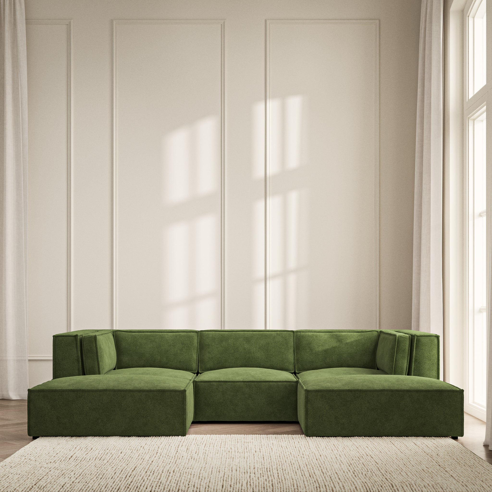 Vella U-Shape Footstool End - Soft Bouclé