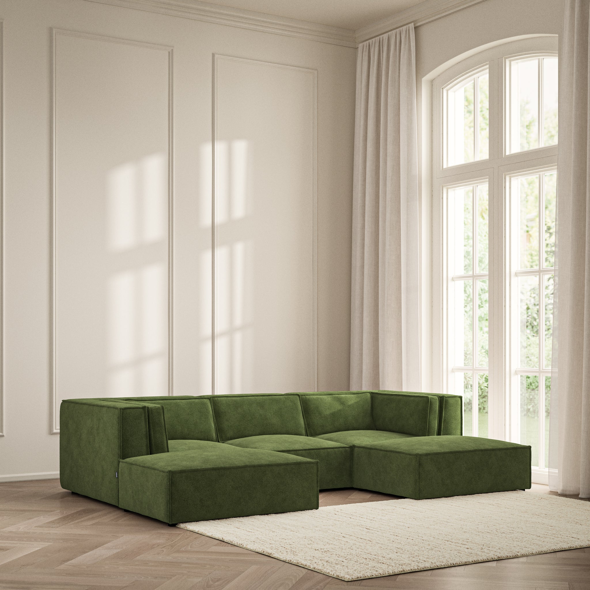 Vella U-Shape Footstool End - Soft Bouclé