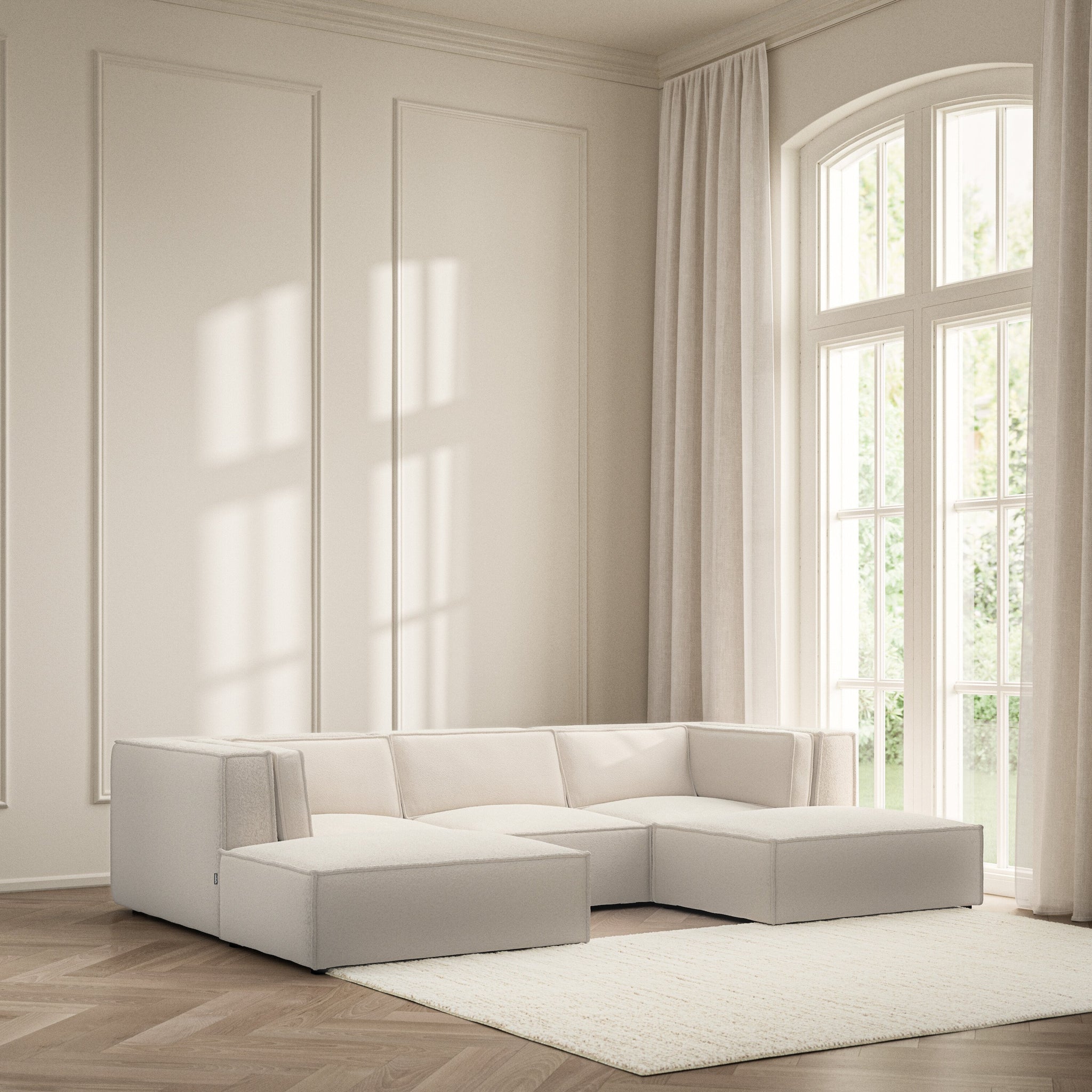 Vella U-Shape Footstool End - Soft Teddy