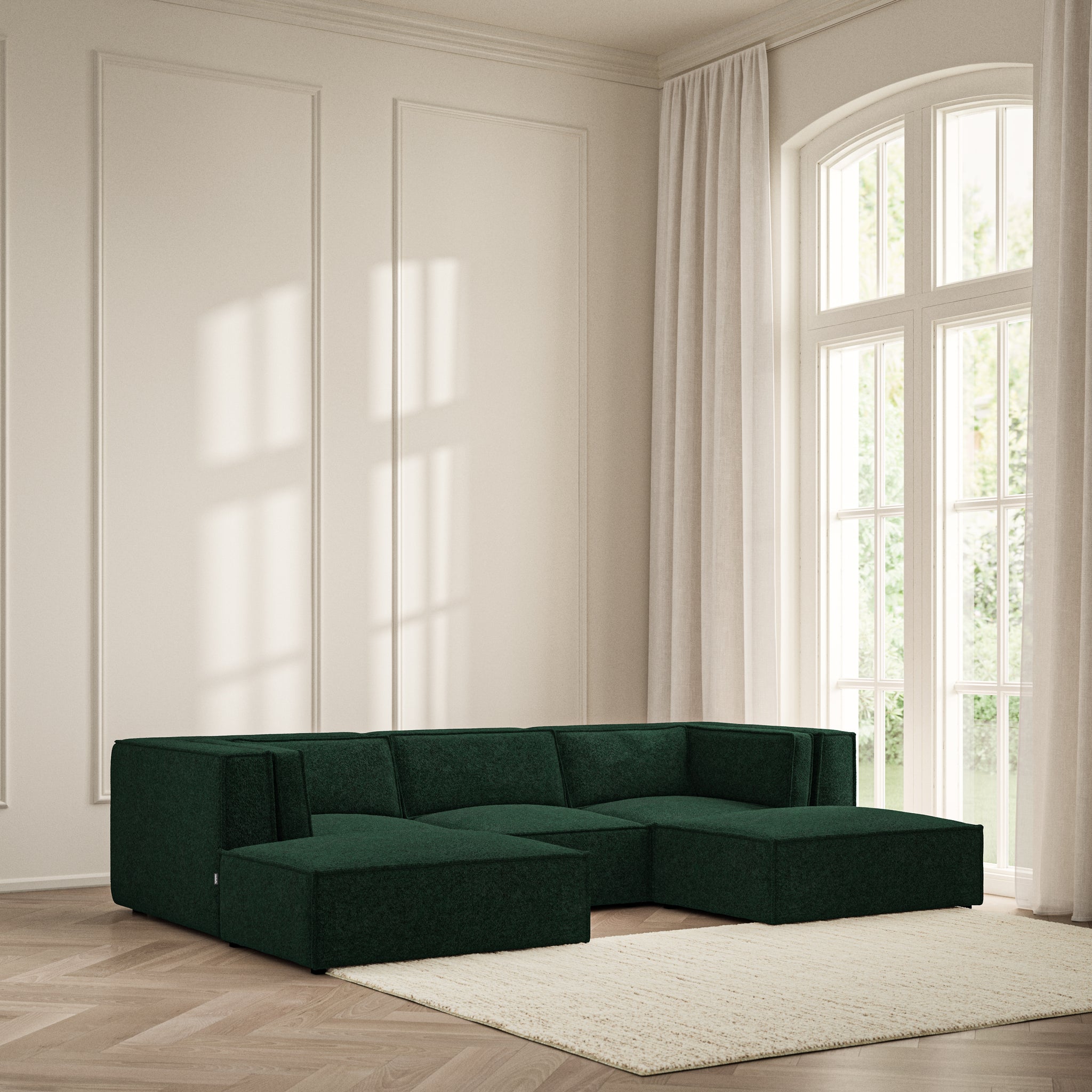 Vella U-Shape Footstool End - Soft Teddy