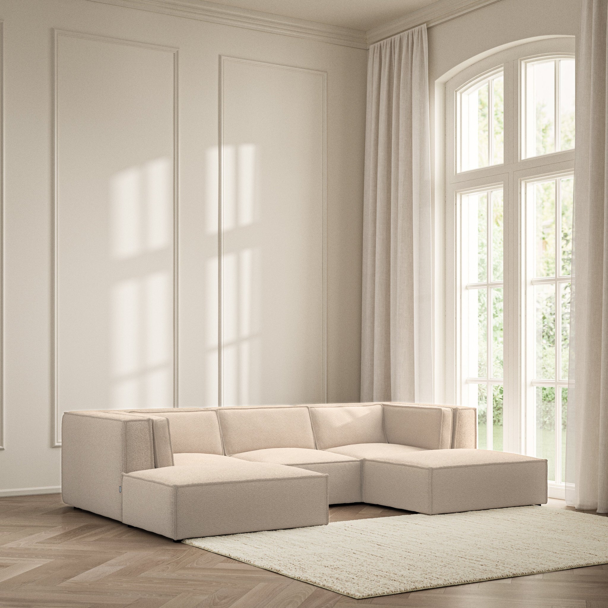 Vella U-Shape Footstool End - Soft Teddy