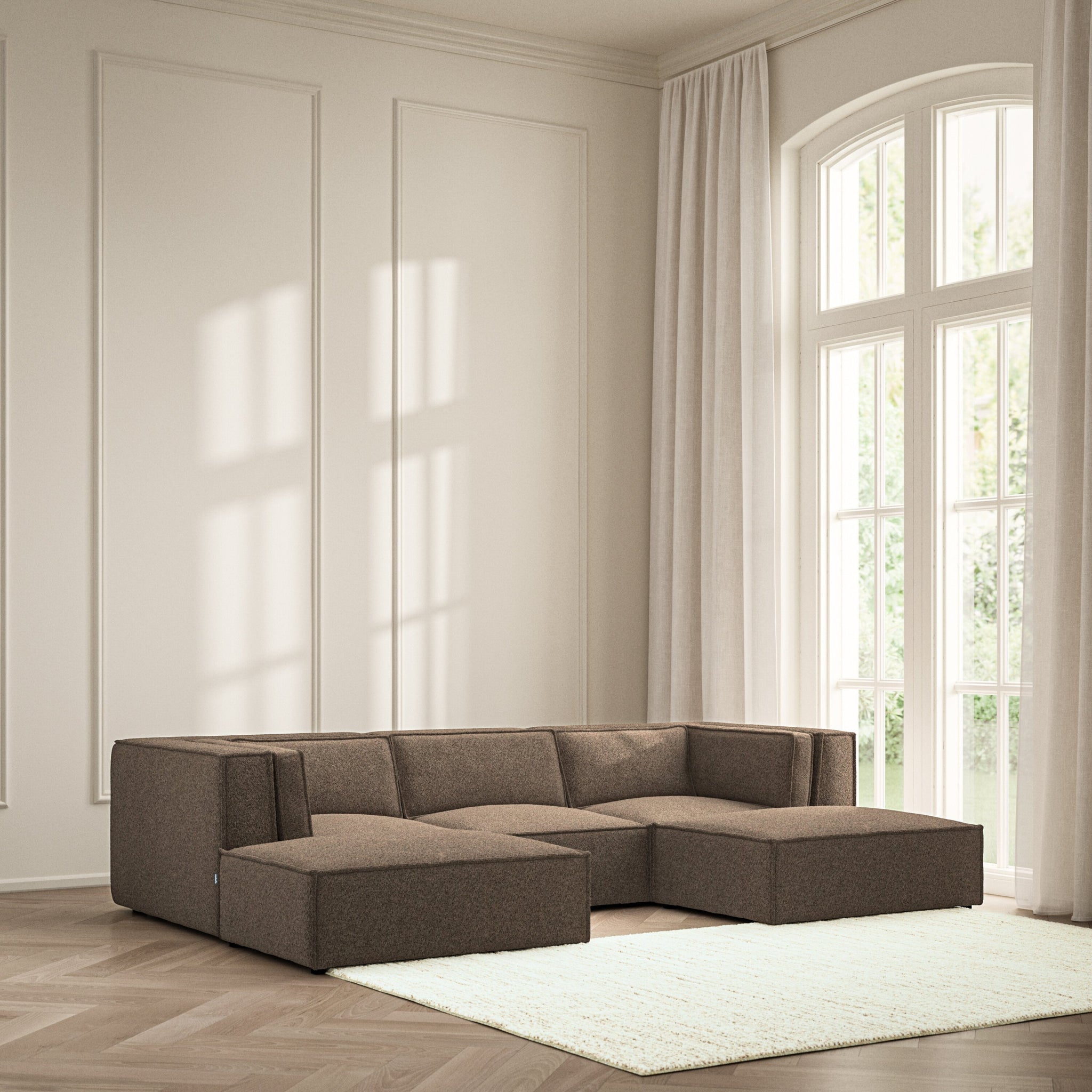 Vella U-Shape Footstool End - Soft Teddy